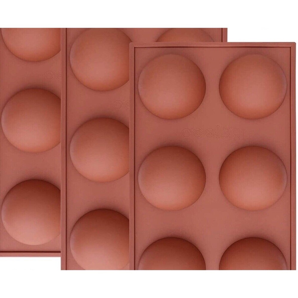6 Semi-Sphere Round Silicone 3 Pk‎ Molds Hot Chocolate Bombs Cake Baking New